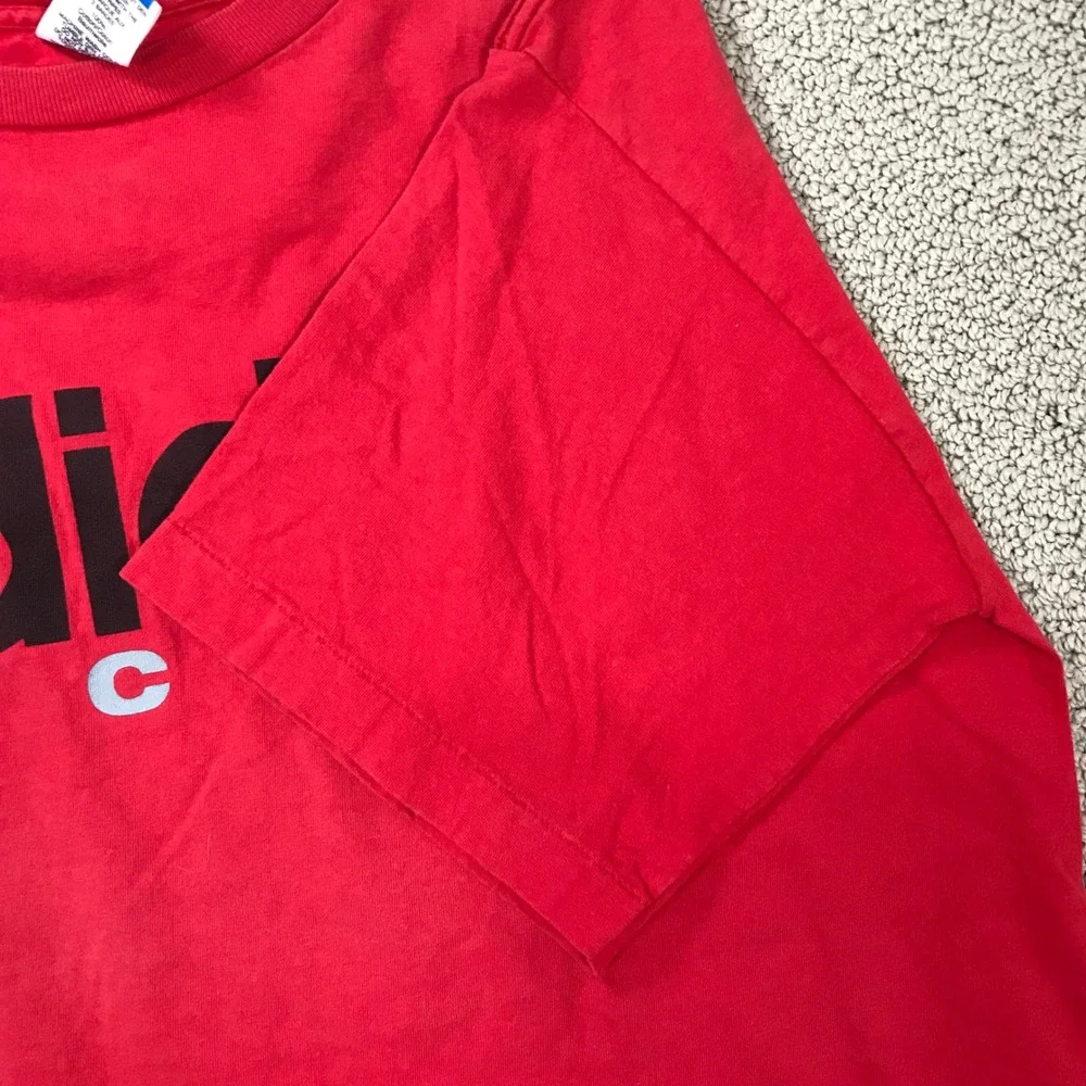 Vintage 90s Adidas Soccer T Shirt Red XL Made in USA Single Stitch Graphic Tee